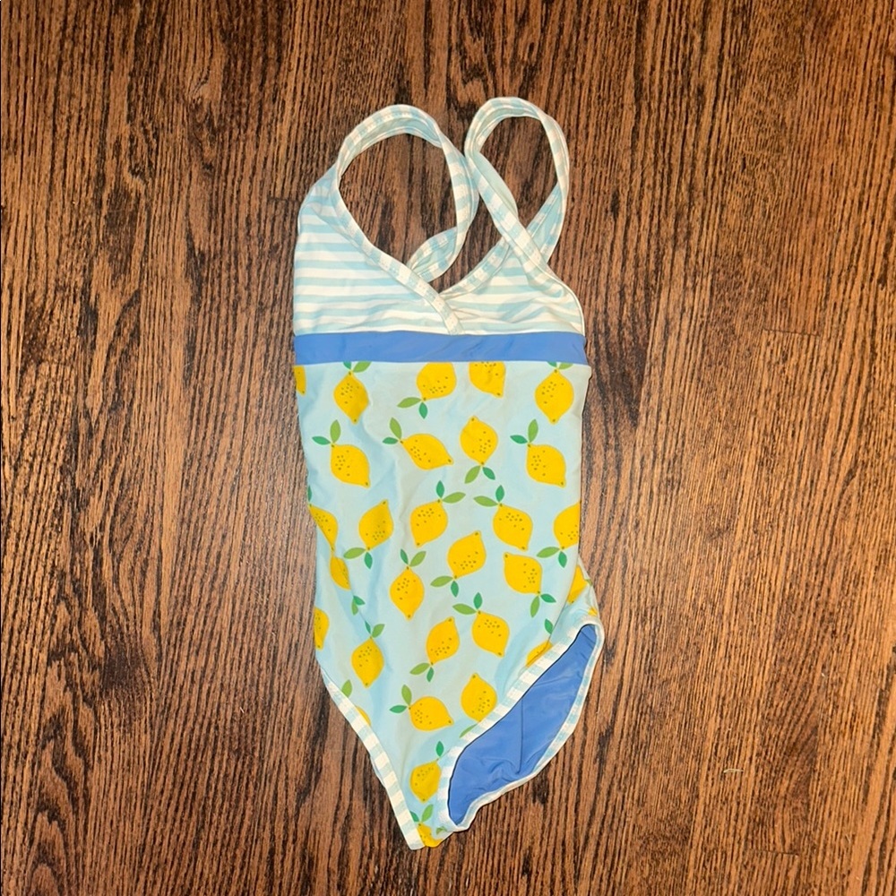 EUC Hanna Andersson size 4(?) Kids Lemon Print Reversible Swimsuit